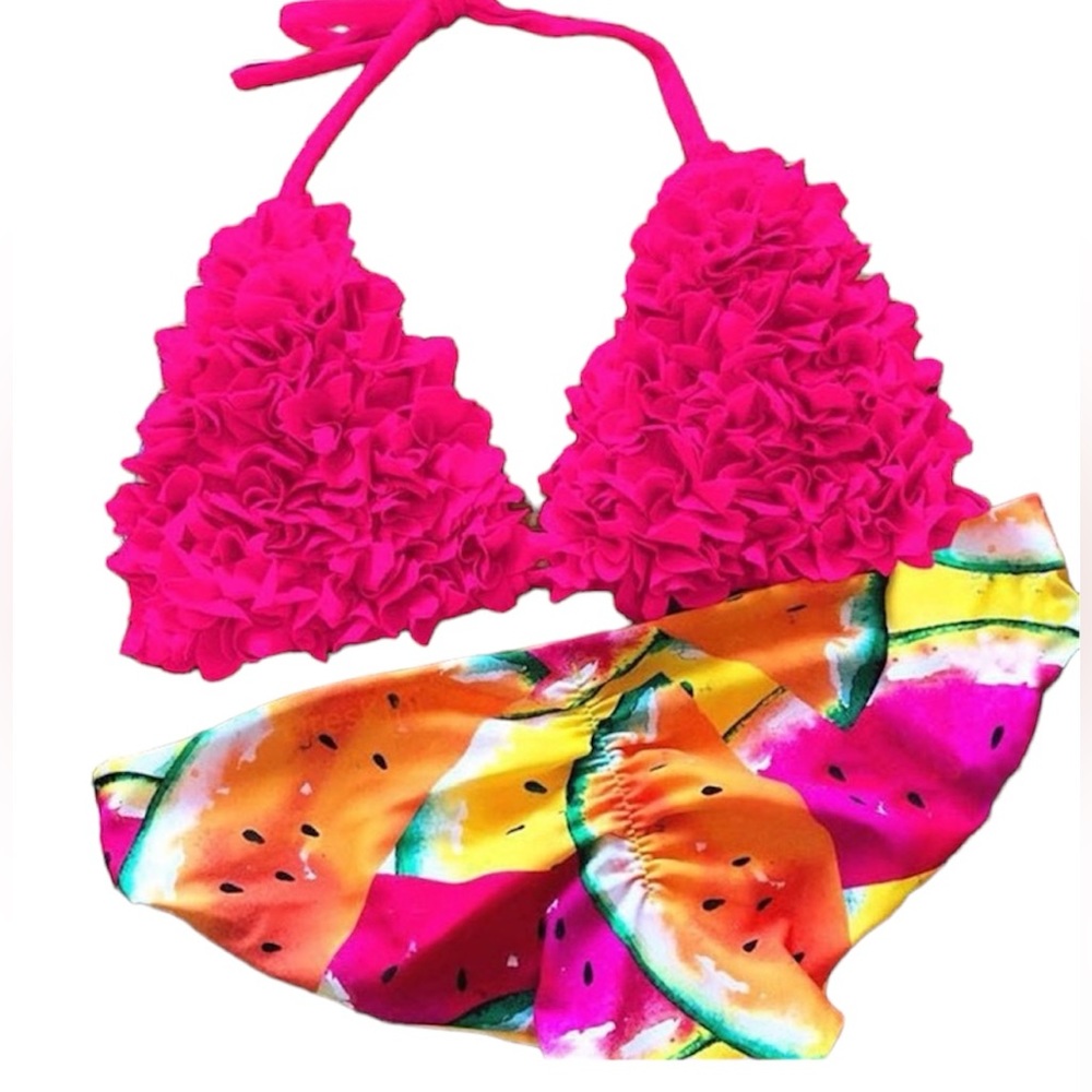 Fluffy Petals Tropical Bikini Set Hot Pink